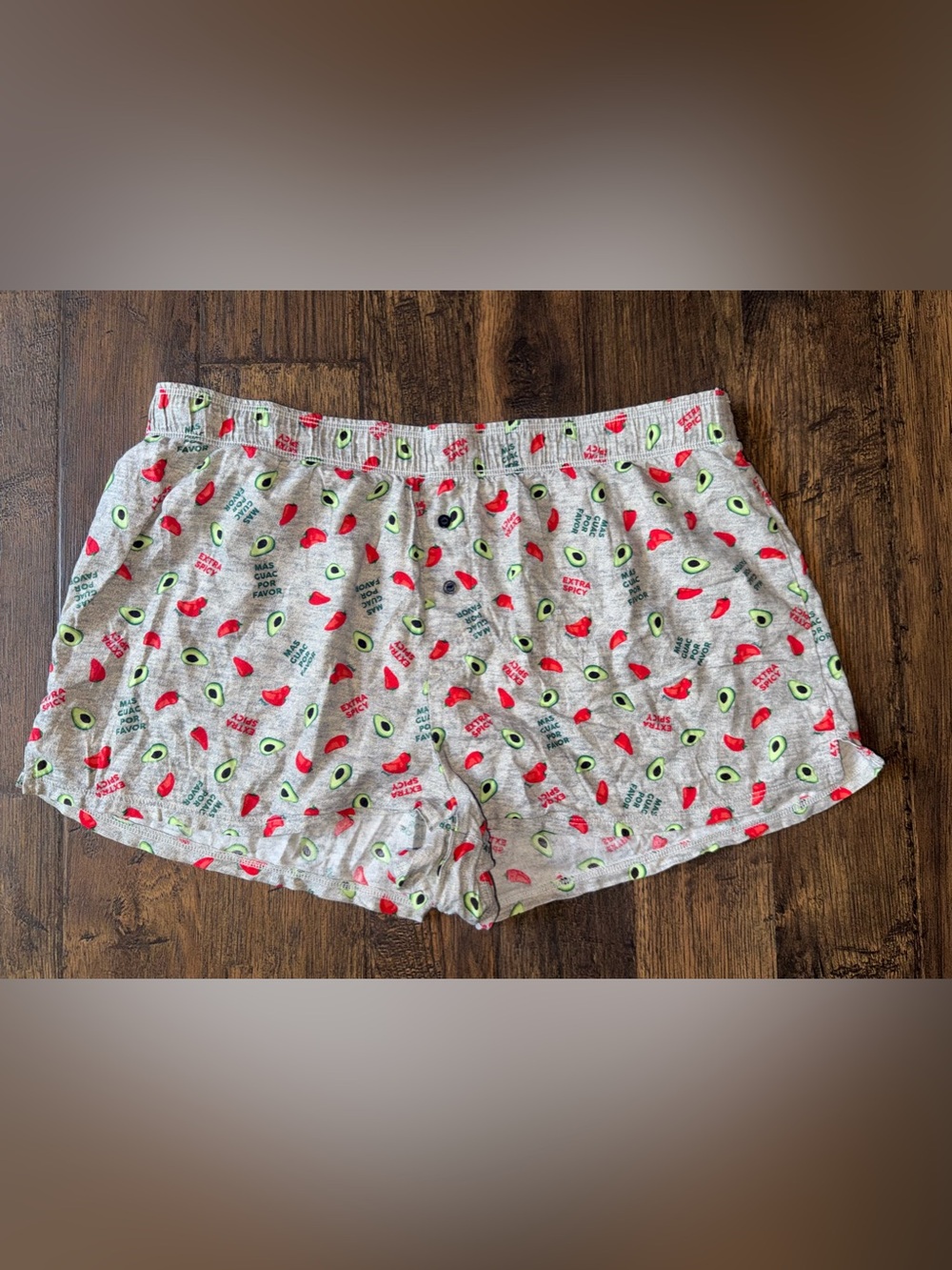 Victorias Secret Pink Grey Avocado & Chili Print Sleep Shorts Size M